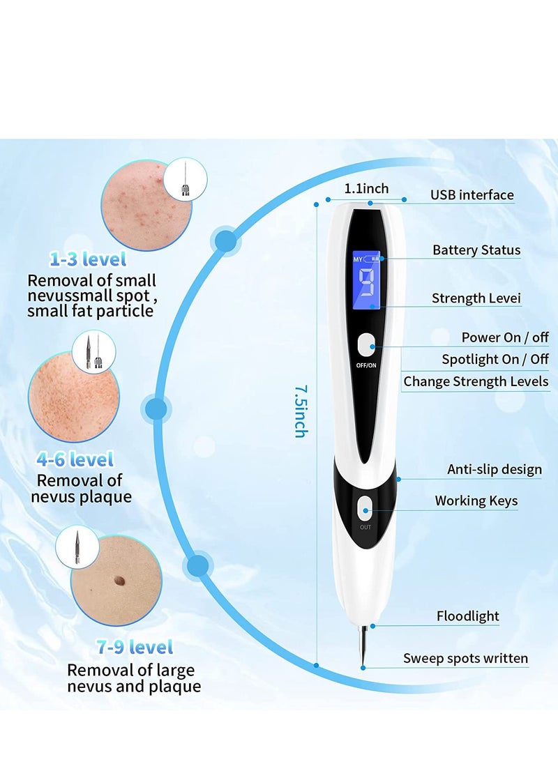 SYOSI - Skin Tag Remover, Skin Tag Removal Kit Tools with LCD Display 9 Adjustable Modes 30 Fine Needles USB Charging Home Usage for, Freckle, Warts, Dark Spot, Nevus Body Facial (white) - Image 1