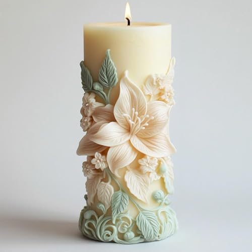 Japleed Elegant Lily Embossed Candle Molds for Candle Making, 3D Flower Silicone Molds for Candle Soap Wax Resin Clay, Blooming Lily Chocolate Cake Fondant Molds, DIY Floral Art Craft Wedding Decor - Image 2