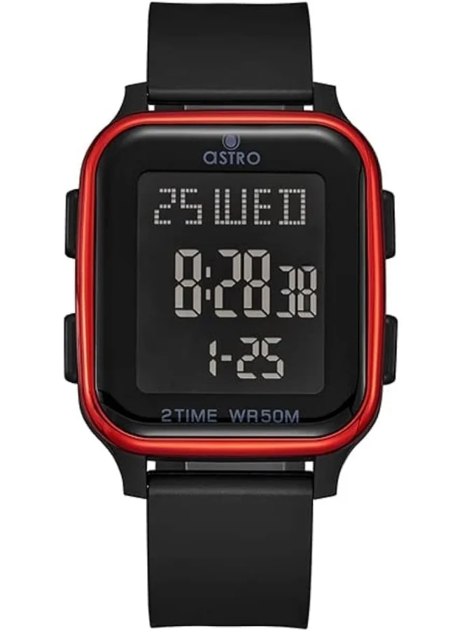 ASTRO Astro Kids Watch, Digital Display and Polyurethane Strap - A23908-PPBBR, Black