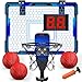 HYES Basketball Hoop Indoor Mini Basket Ball Hoop with 7 LED Lighting Scoreboard Over Door Basketball Hoop with 3 Modes Volume Adjustable Foldable Basketball Toys Gifts for Kids Adults Blue - Image 3