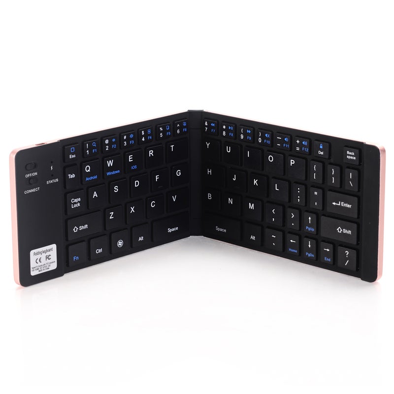 GK228 BT Wireless Keyboard 66 Keys Folding Mini Portable Office Keyboard with Stand for Phone/Tablet/Laptop Rose Gold - Image 4