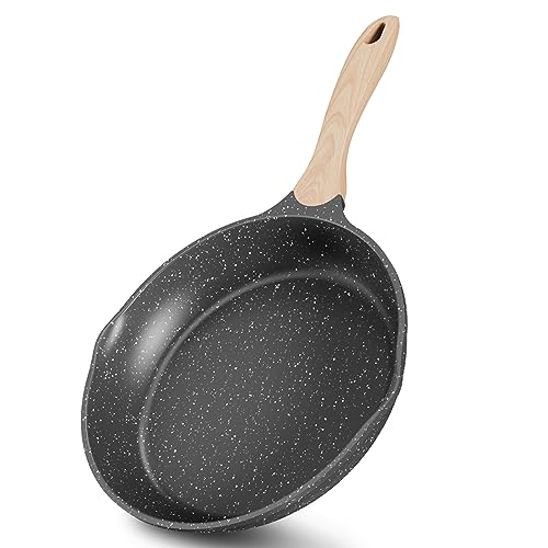 JEETEE 95 Inch Nonstick Frying Pan Stone Coating Cookware Nonstick Omelette Pan with HeatResistant Handle Compatible with All Stoves Grey