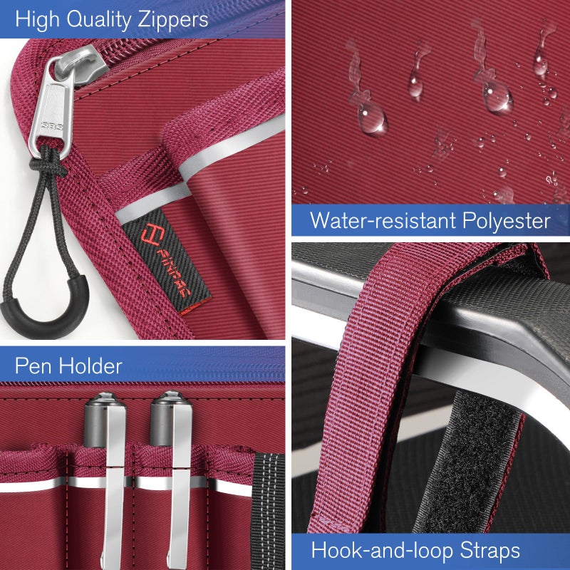 FINPAC Wheelchair Side Storage Bag w/Cup Holder, Wheelchair Armrest Accessories Pouch with Pen Slot and Reflective Strips for Power Walkers, Rollators, Seniors - Burgundy - Image 4