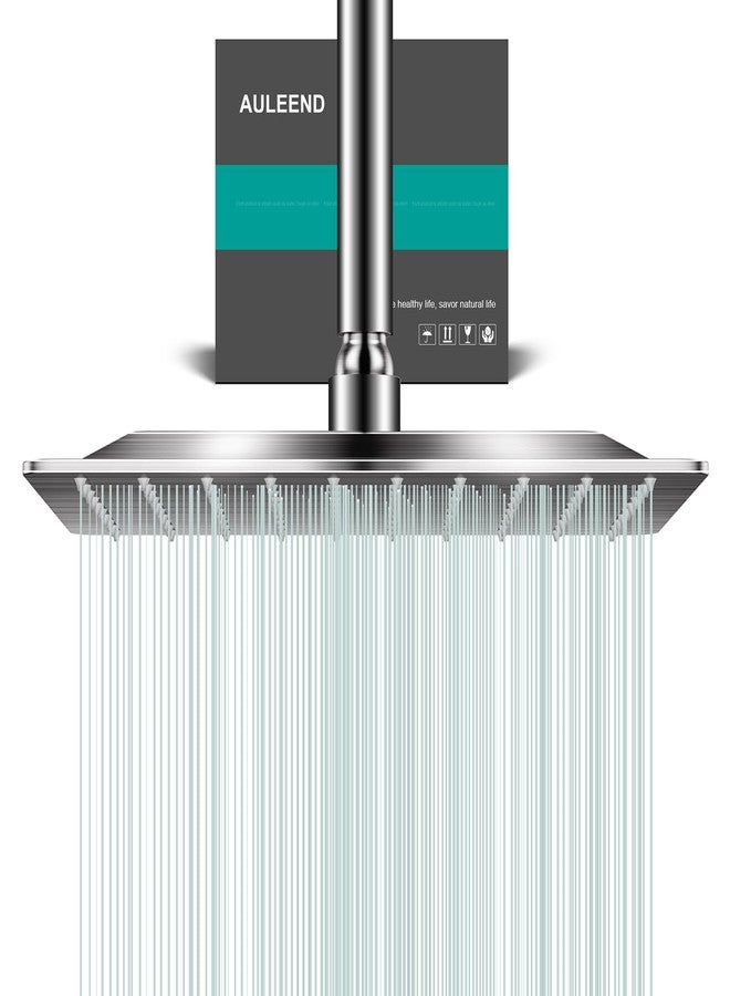 AULEEND Square Shower, High Flow Stainless Steel Square Rain Shower, High Pressure Design Even With Low Water Flow (Brushed Nickel, 10 Inch) - Image 1