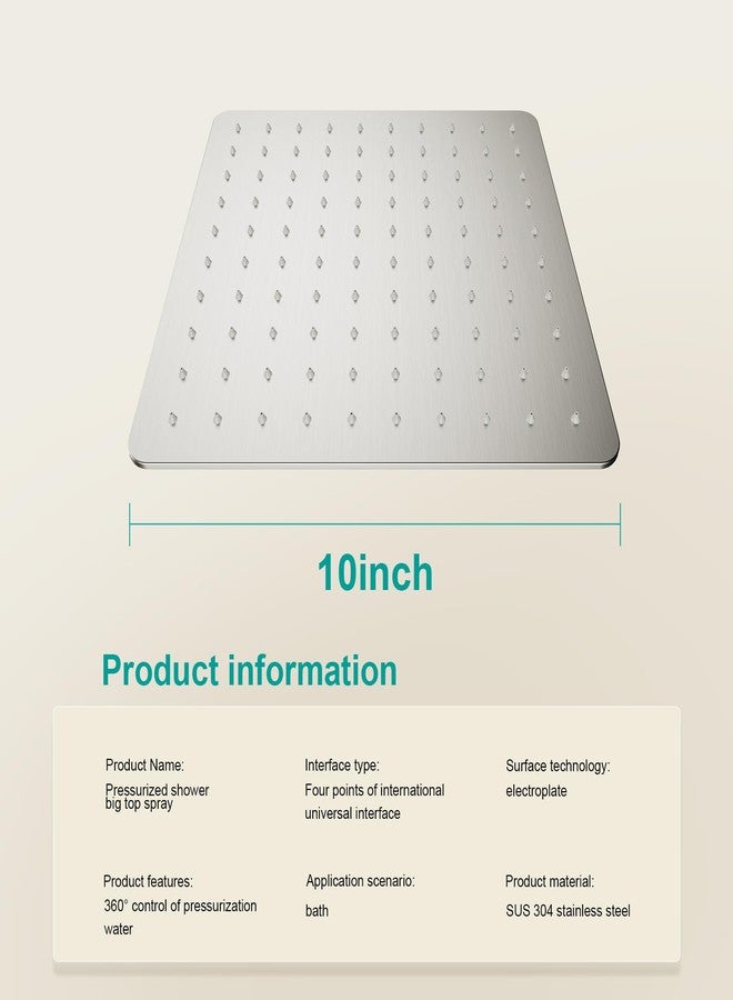 AULEEND Square Shower, High Flow Stainless Steel Square Rain Shower, High Pressure Design Even With Low Water Flow (Brushed Nickel, 10 Inch) - Image 2