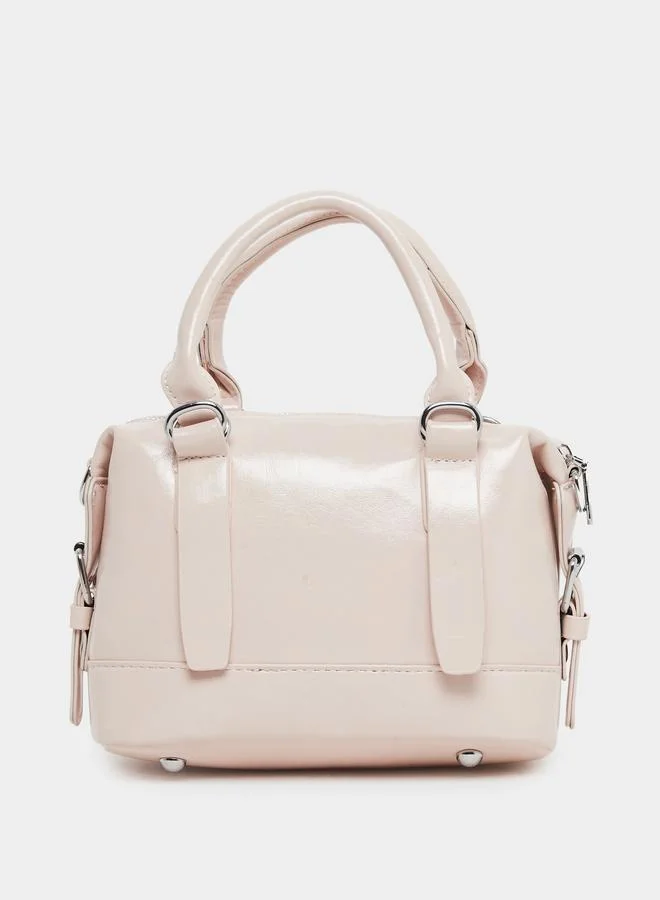 Styli Styli Light Pink Mini Handbag with Charm Detail
