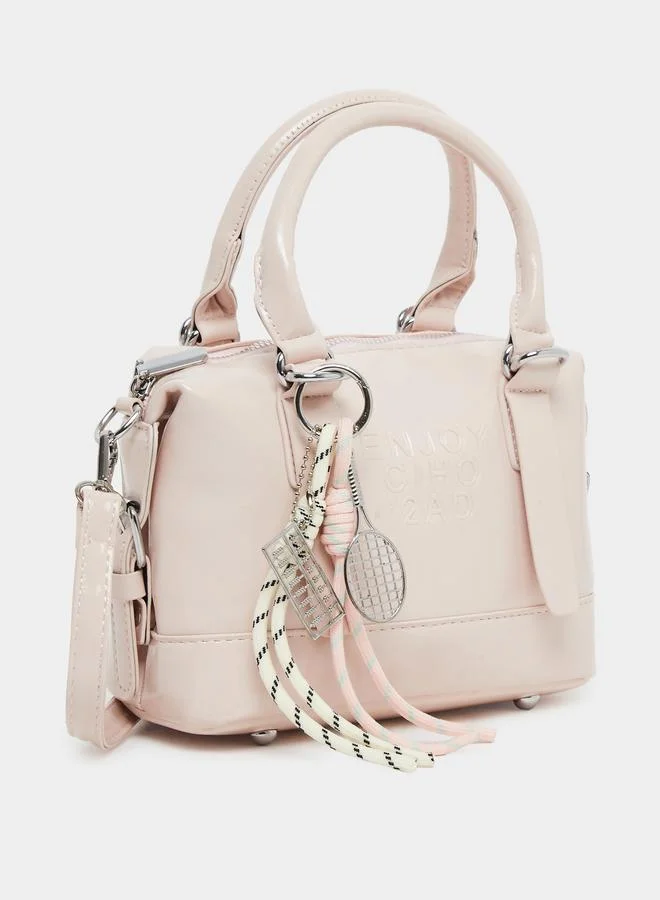 Styli Styli Light Pink Mini Handbag with Charm Detail