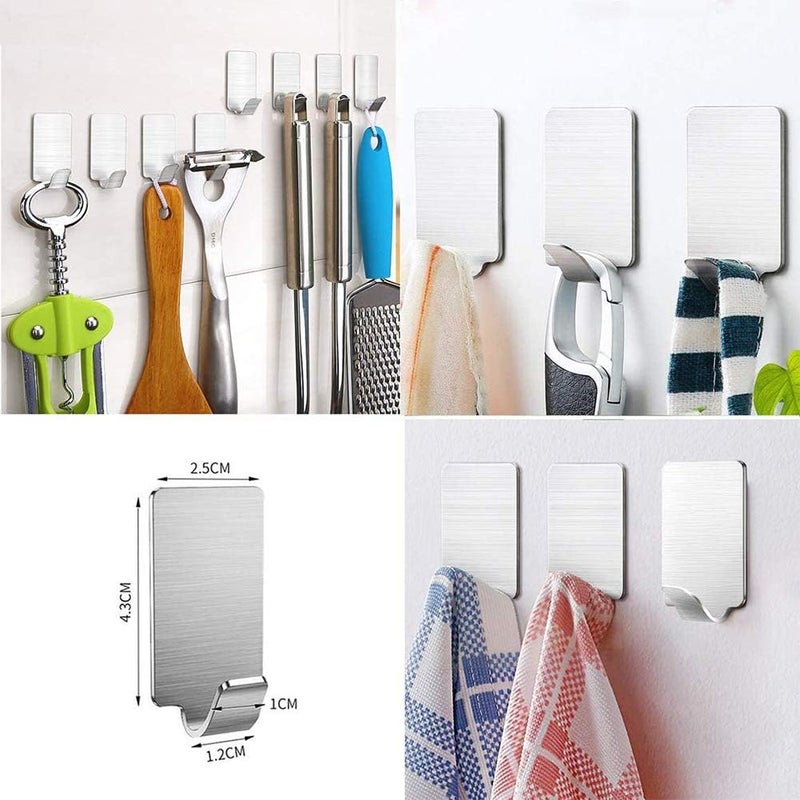 VanStar Heavy Duty Adhesive Hooks - 8 Pack Waterproof Stainless Steel Wall Hangers - Image 3