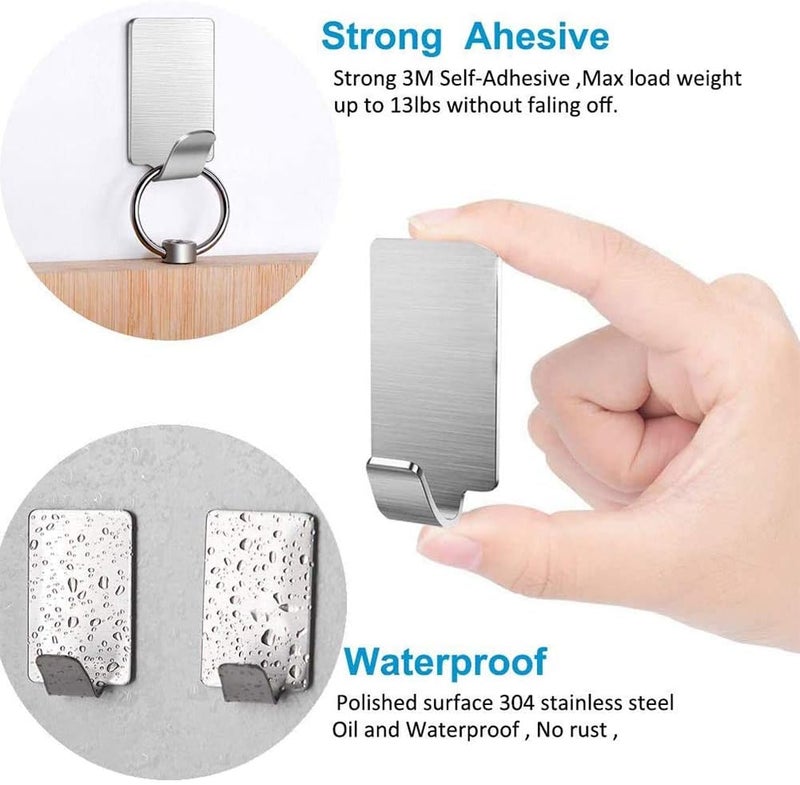 VanStar Heavy Duty Adhesive Hooks - 8 Pack Waterproof Stainless Steel Wall Hangers - Image 2