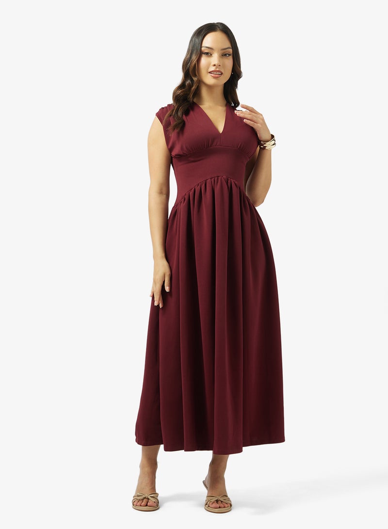 Ginger Plunge Neck Draped Drop Waist Dress - Image 1