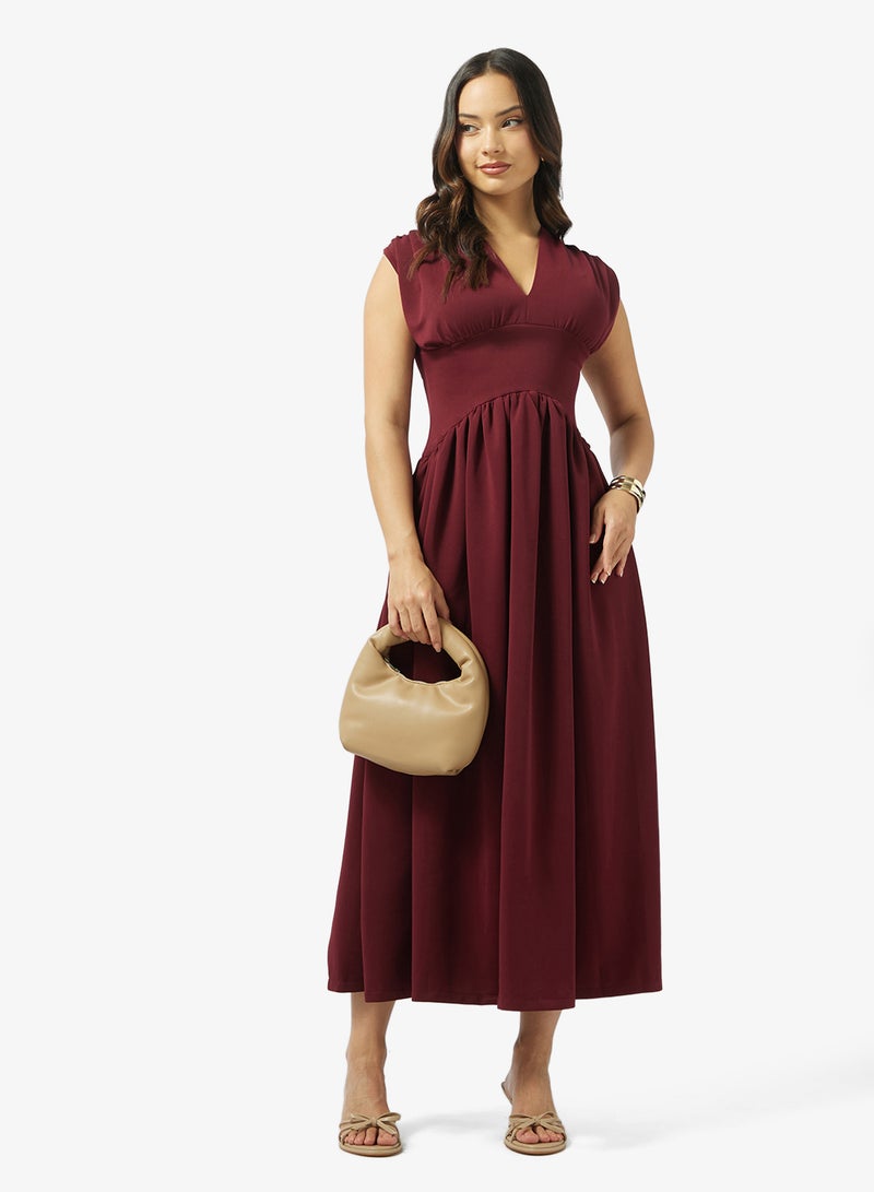 Ginger Plunge Neck Draped Drop Waist Dress - Image 4