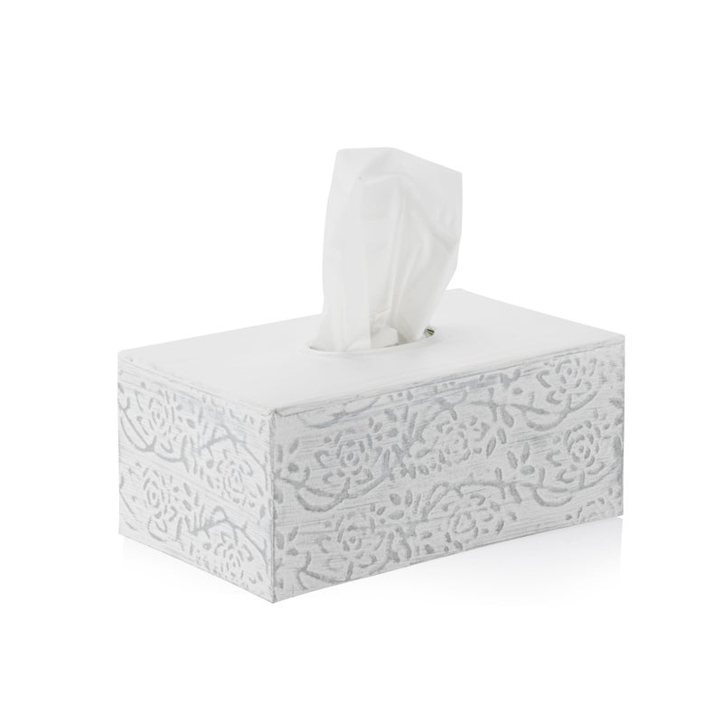 CRAFTSMAN ROAD Modern Farmhouse Decorative Tissue Box Holder - Distressed White, Rustic Metal Design for Bathroom - Image 4