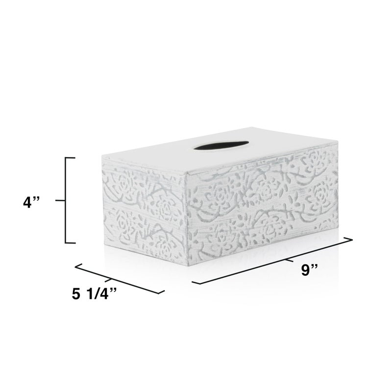 CRAFTSMAN ROAD Modern Farmhouse Decorative Tissue Box Holder - Distressed White, Rustic Metal Design for Bathroom - Image 3