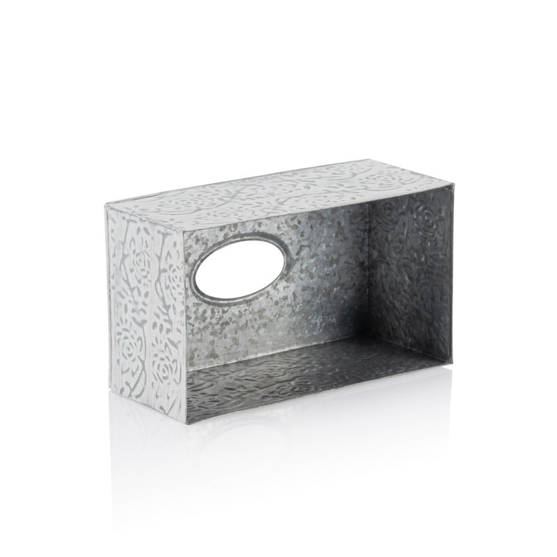 CRAFTSMAN ROAD Modern Farmhouse Decorative Tissue Box Holder - Distressed White, Rustic Metal Design for Bathroom - Image 5