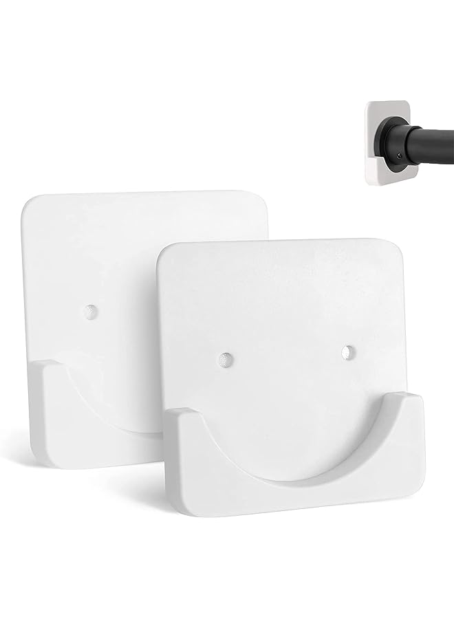 erorex Shower Curtain Rod Mount Holder, Mount Holder,No Drilling,Rod Retainer,Shower Retainer for Wall,Stick on,White,for Shower Curtain Rods,with Two Sturdy Screws  - Image 1