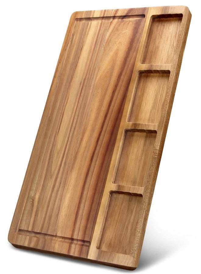 Renawe Large Acacia Wood Cutting Board with Containers for Kitchen Simple Charcuterie Board Wooden Serving Cheese Board Meats Platter Dessert Fruit Charcuterie Party Butcher Block Chopping Board - Image 1