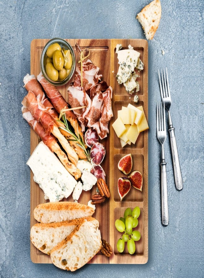 Renawe Large Acacia Wood Cutting Board with Containers for Kitchen Simple Charcuterie Board Wooden Serving Cheese Board Meats Platter Dessert Fruit Charcuterie Party Butcher Block Chopping Board - Image 2