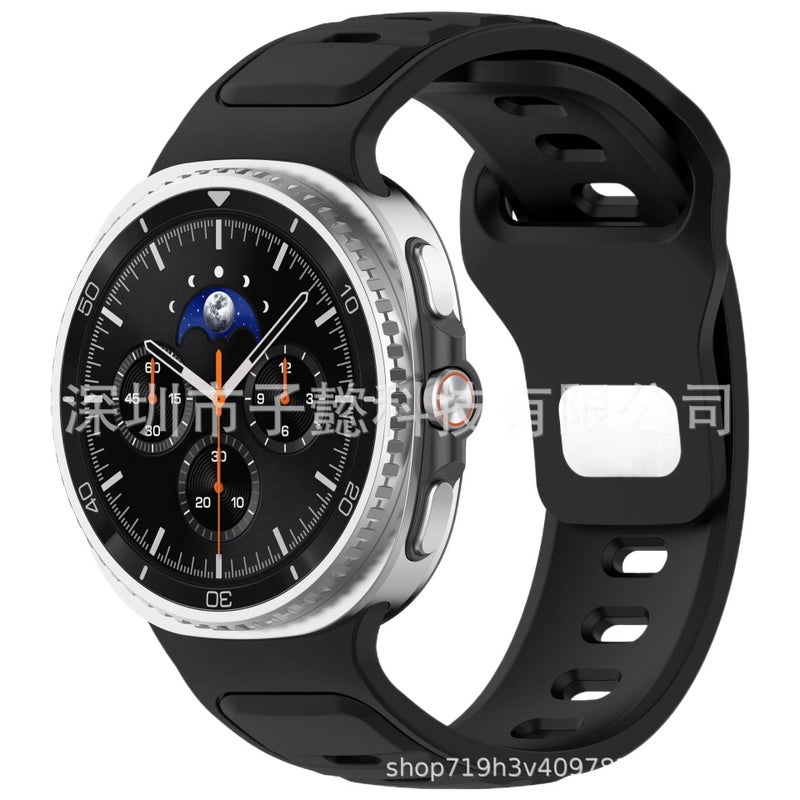 Adjustable Silicone Sport Smartwatch Band Compatible with Samsung Galaxy Watch 8 Classic with Fit Soft Strap and Quick Daily Replacement Black - Image 1