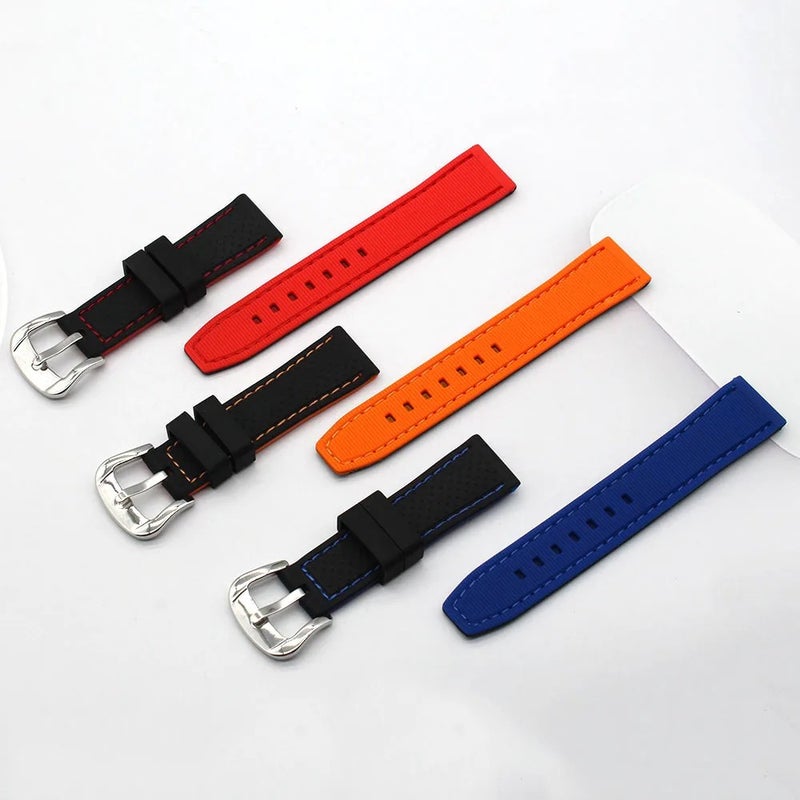 Y&D Two-Tone Silicone Watch Band Replacement - Waterproof Black & Blue Rally Tropic Sports Rubber Watch Straps for Men Women - Image 3