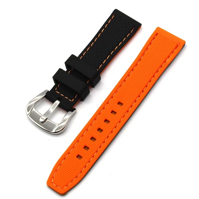 Y&D Two-Tone Silicone Watch Band Replacement - Waterproof Black & Blue Rally Tropic Sports Rubber Watch Straps for Men Women - Image 4