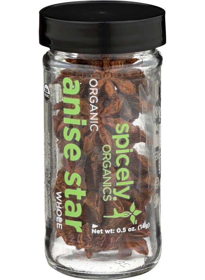 Spicely Organics USDA Certified Organic Anise Star, No Artificial Colors or Preservatives, Zero Sugar, Vegan Friendly, Kosher, Gluten Free & Non-GMO, 0.5 Ounce (Pack of 3) - Image 1