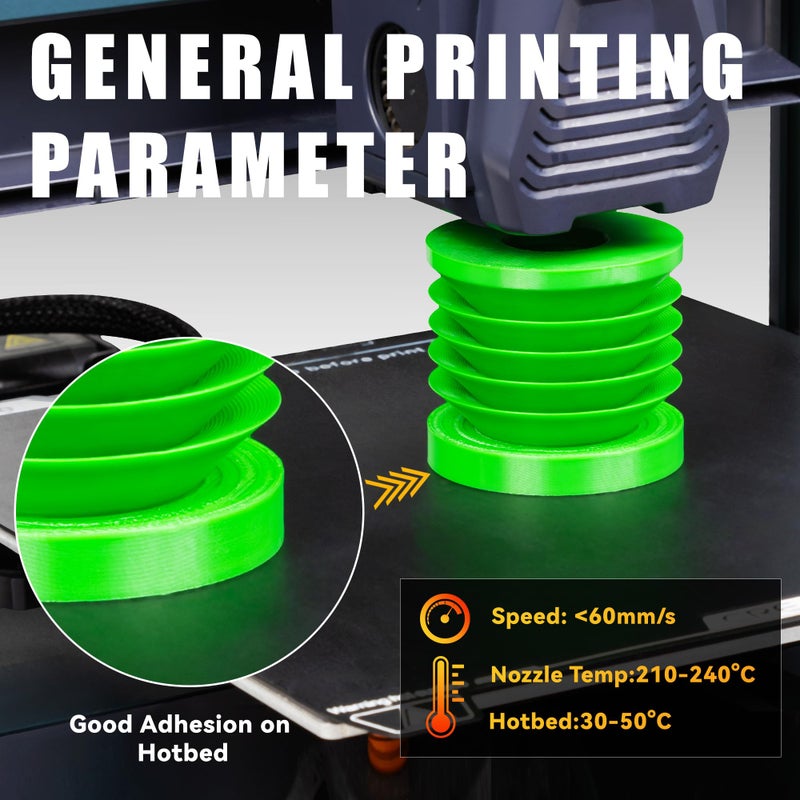 TINMORRY TPU Filament 1.75mm, TPU 95A Flexible 3D Printer Filament with Glossy Finish, Suitable for Most FDM 3D Printers, 1kg Spool (2.2 lbs), Black - Image 2
