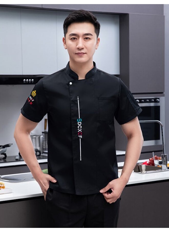 NIBEMINENT Chef Overalls Men's Long-Sleeved Embroidered Short-Sleeved Dining Hotel Rear Kitchen Clothes Waiter Chef Uniform Female  - Image 1