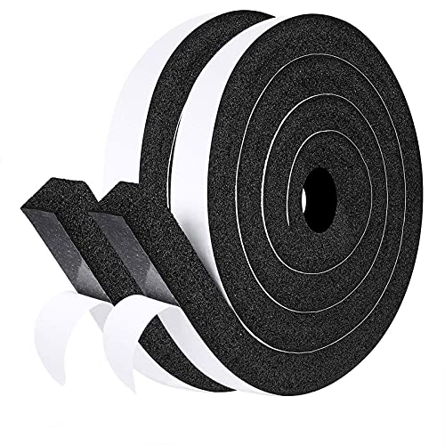 fowong Air Conditioner Window Seal 1 Inch X 1 Inch, Thick AC Weather Stripping High Resilience Foam Sealing Tape Adhesive AC Window Seal Kit 6.5ft Long (6.5ft x 2 Rolls, Black) - Image 1