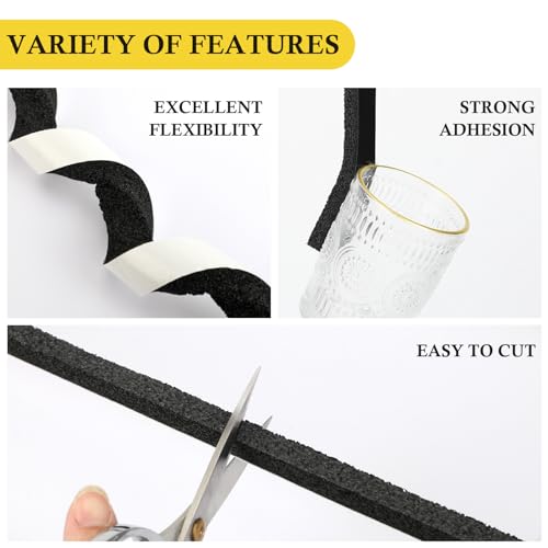 fowong Air Conditioner Window Seal 1 Inch X 1 Inch, Thick AC Weather Stripping High Resilience Foam Sealing Tape Adhesive AC Window Seal Kit 6.5ft Long (6.5ft x 2 Rolls, Black) - Image 3