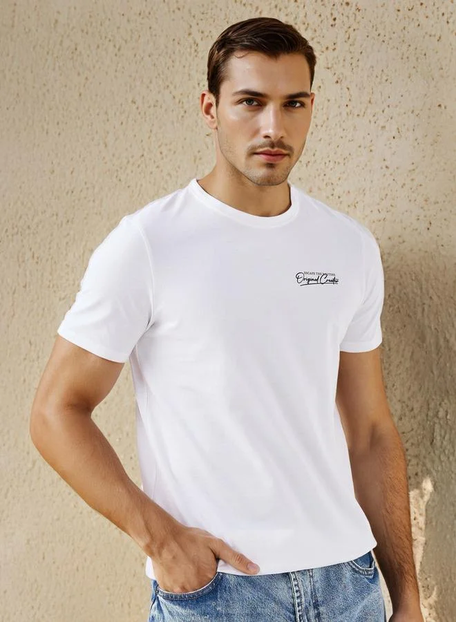 Iconic Iconic Slogan Print Pique T-shirt