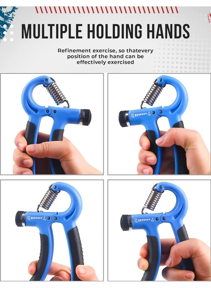 Generic 5-60Kg Adjustable Hand Grip Strengthener Exerciser, Black/Blue  - Image 2