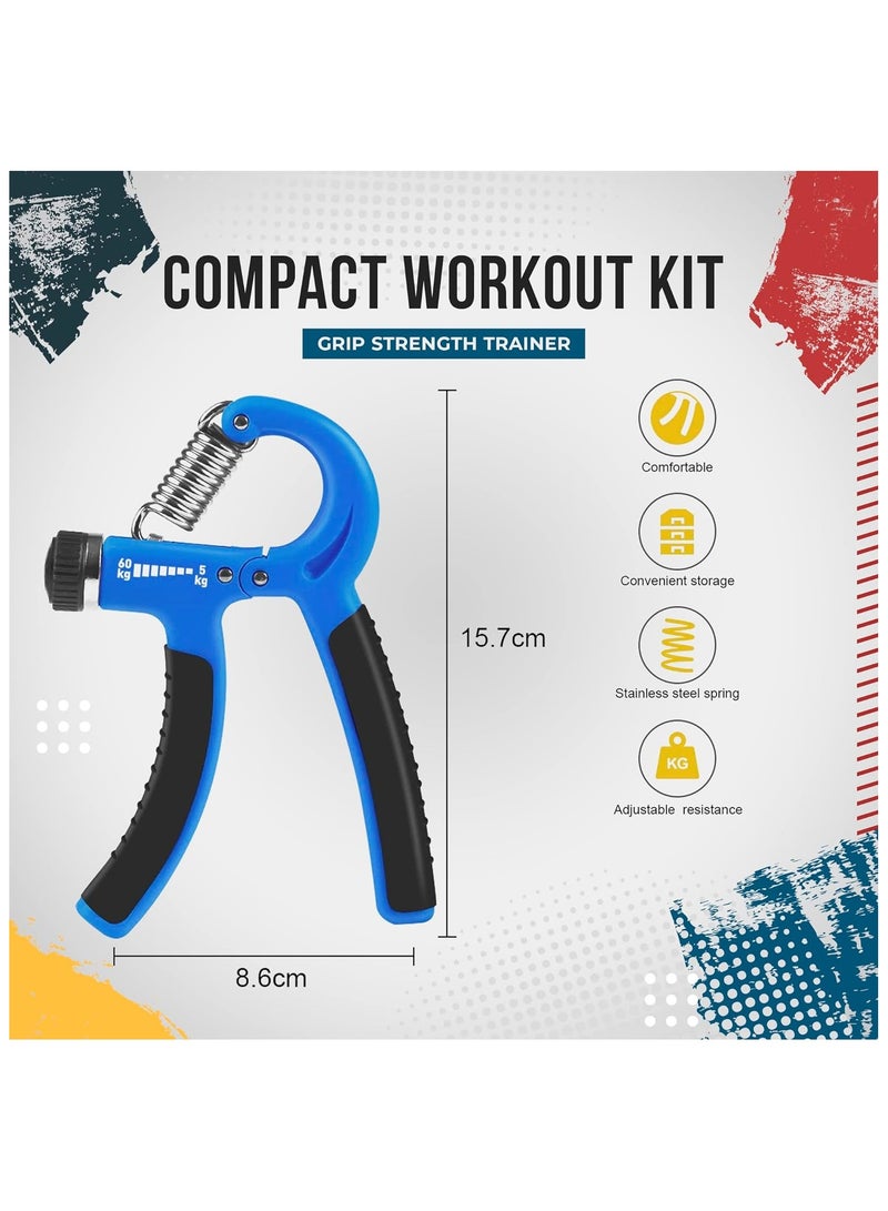 Generic 5-60Kg Adjustable Hand Grip Strengthener Exerciser, Black/Blue  - Image 3