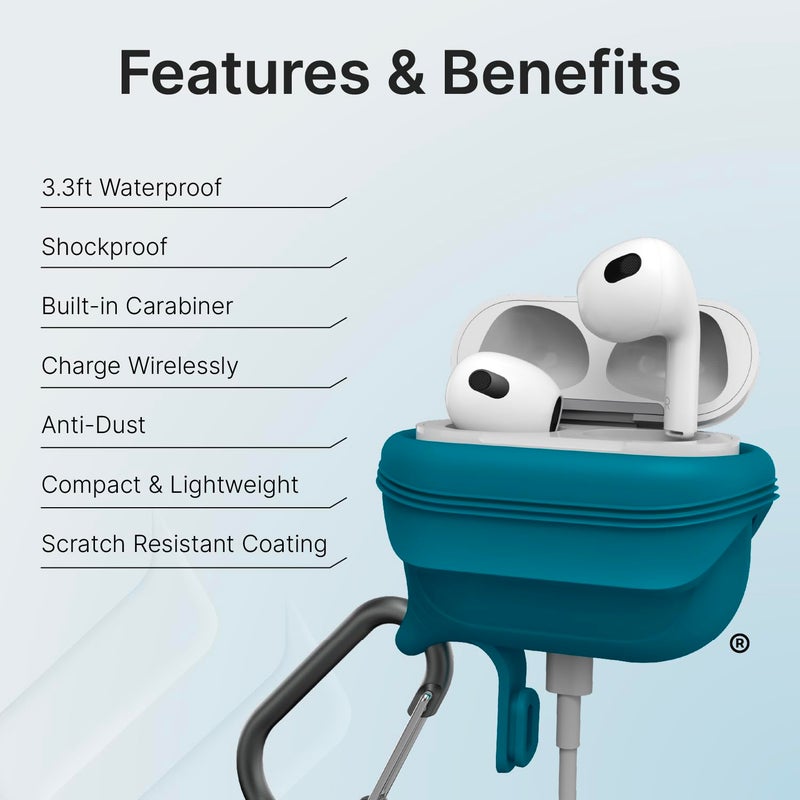 Catalyst Waterproof Case for AirPods 3rd Generation - Wireless & USB-C Charging Compatible, Drop Protection One Piece Design with Carabiner - Image 3