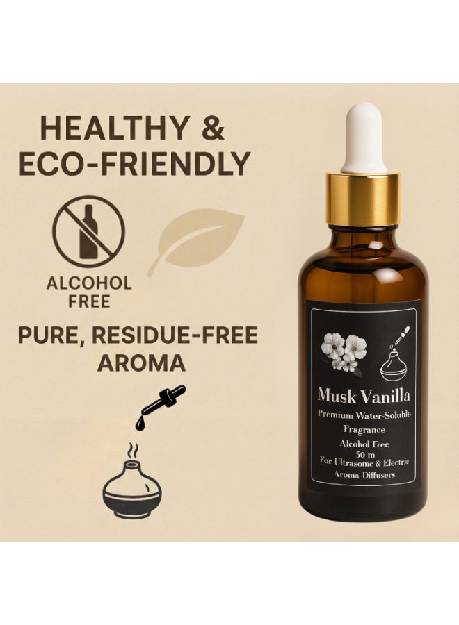 Concentrated Musk Vanilla Fragrance for Electric, Steam & Ultrasonic Diffusers (Refill Bottle) – 50 ml – Alcohol-Free – Long-Lasting – Health-Safe - Image 3