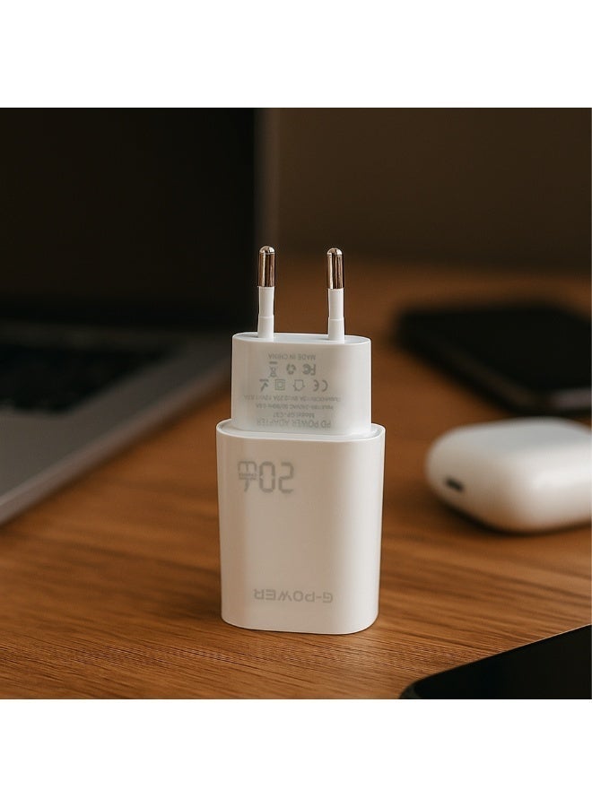 جي باور شاحن سريع G-Power GP-C37 GaN بقوة 20 واط، متوافق مع سلسلة iPhone 12/13/14/15، وSamsung Galaxy، وهواتف Google Pixel، وأجهزة iPad، وNintendo Switch وAirPods Pro - أبيض - Image 5