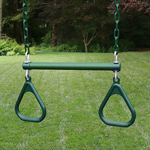 Gorilla Playsets 040006GG 17 Trapeze Bar Assembly with Rings Green Bar Rings 365 Plastisol Coated Chains - Image 5