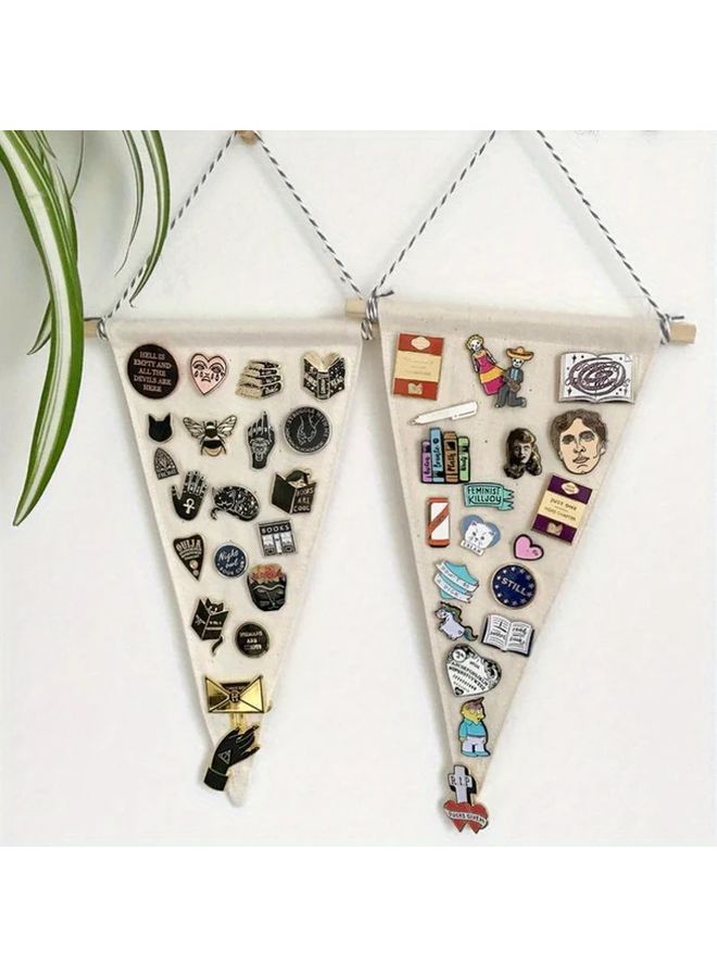 DIY Paintable Beige Triangle Flag Wall Hanging Reusable Fabric Decor - Image 1