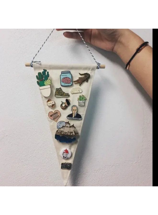 DIY Paintable Beige Triangle Flag Wall Hanging Reusable Fabric Decor - Image 3
