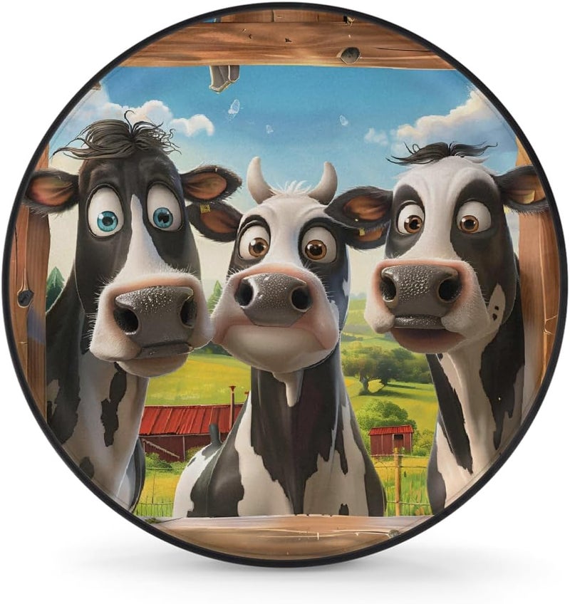 cfpolar Spare Tire Cover for RV Trailer, Funny Cows Waterproof Sun Leather Wheel Cover, Camper Spare Tire Covers Fit for Jeep Travel Trailer SUV Truck Accessories (14 in for Diameter 25” - 27”),B-270 - Image 1