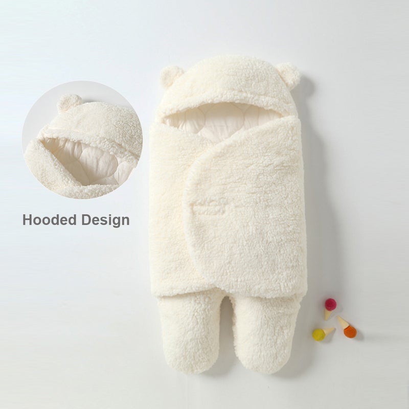 Cute Baby Swaddle Blanket Newborn Swaddle Wrap Soft Plush Receiving Swaddling Wrap Baby Sleep Sack with Feet Baby Sleeping Bag for Winter, S Size for 0-2 Months Babies - Image 5