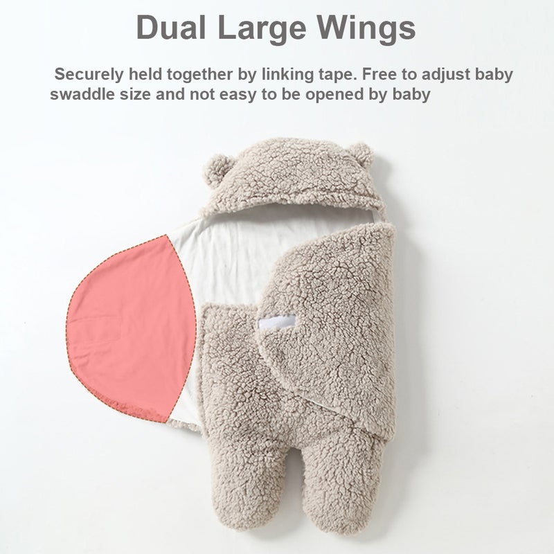 Cute Baby Swaddle Blanket Newborn Swaddle Wrap Soft Plush Receiving Swaddling Wrap Baby Sleep Sack with Feet Baby Sleeping Bag for Winter, S Size for 0-2 Months Babies - Image 3