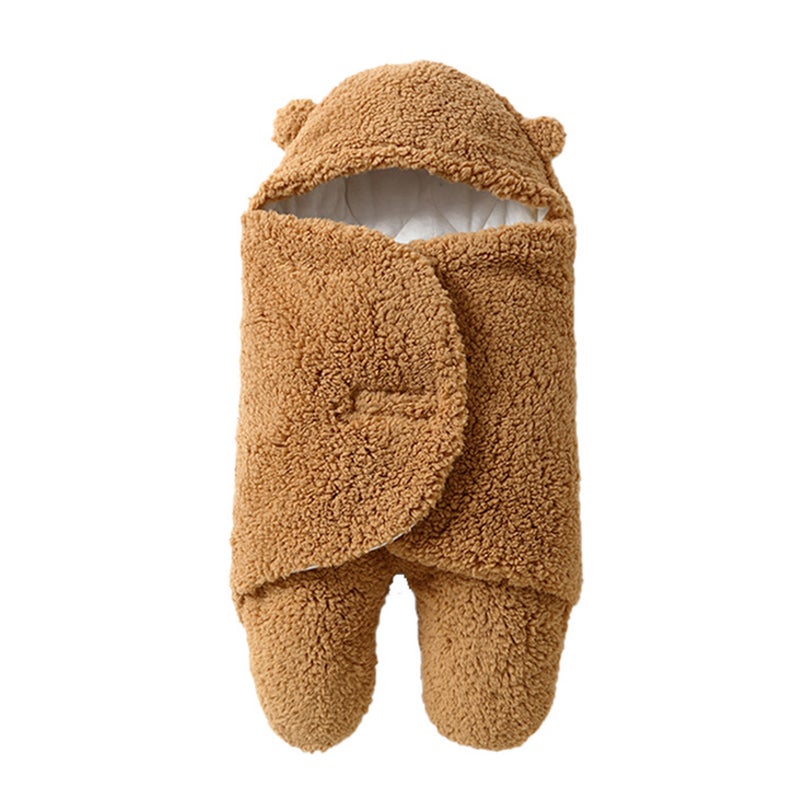 Cute Baby Swaddle Blanket Newborn Swaddle Wrap Soft Plush Receiving Swaddling Wrap Baby Sleep Sack with Feet Baby Sleeping Bag for Winter, S Size for 0-2 Months Babies - Image 1