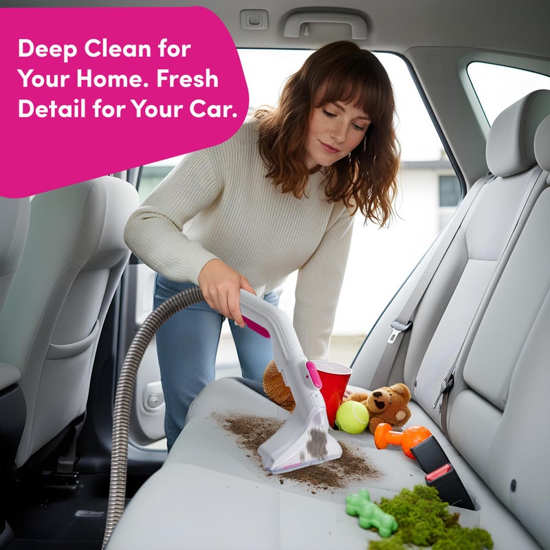 WECLEAN C4 Pink Carpet Cleaner Machine, Portable 800W 18KPa Deep Cleaner with Stand-Up Handle and Wide Squeegee for Pet Stains on Carpets, Rugs, Upholstery and Car Interiors, 3L Clean/1.5L Dirty Tank - Image 5