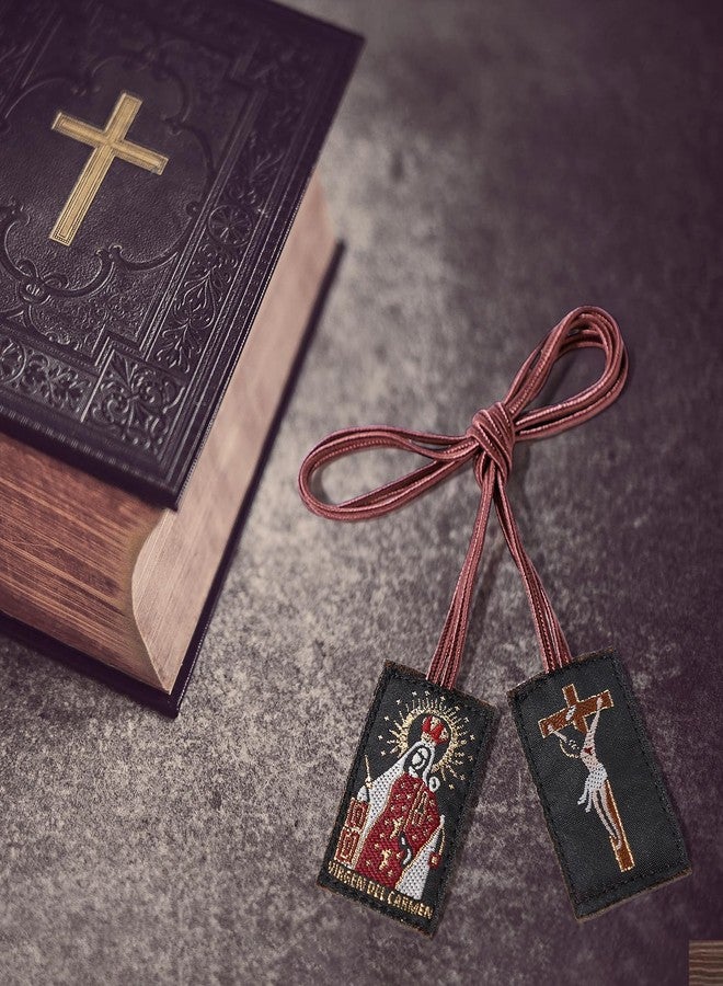 TALPGOD Escapularios Catolicos,3 Pcs Escapulario de la Virgen del Carmen,Handmade Brown Scapular of Our Lady of Mount Carmel,Scapulars Catholic Regalos Católicos Para Mujer - Image 5