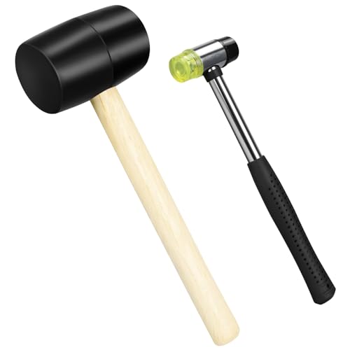 DkOvn 2pcs Mallet Set, 16oz & 25mm Double-Faced Soft Rubber Mallet, for Flooring, Woodworking, Furniture Repair - Image 1