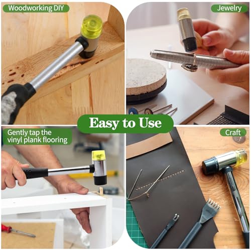 DkOvn 2pcs Mallet Set, 16oz & 25mm Double-Faced Soft Rubber Mallet, for Flooring, Woodworking, Furniture Repair - Image 5