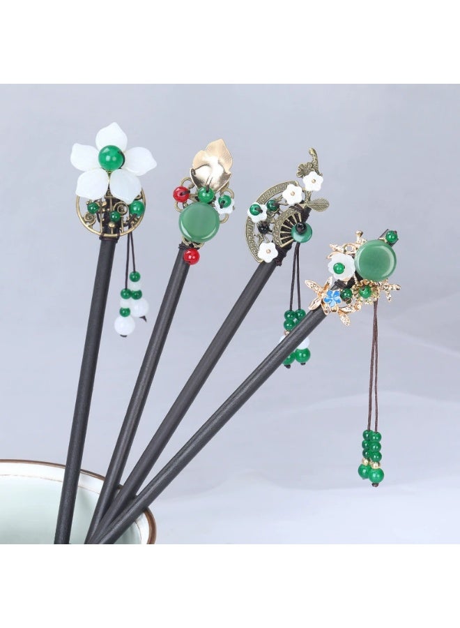 4 PACK Chinese Flower Hair Sticks Vintage Wooden Hair Pin Chinese Style Handmade Headpiece for Women Girls - Image 5