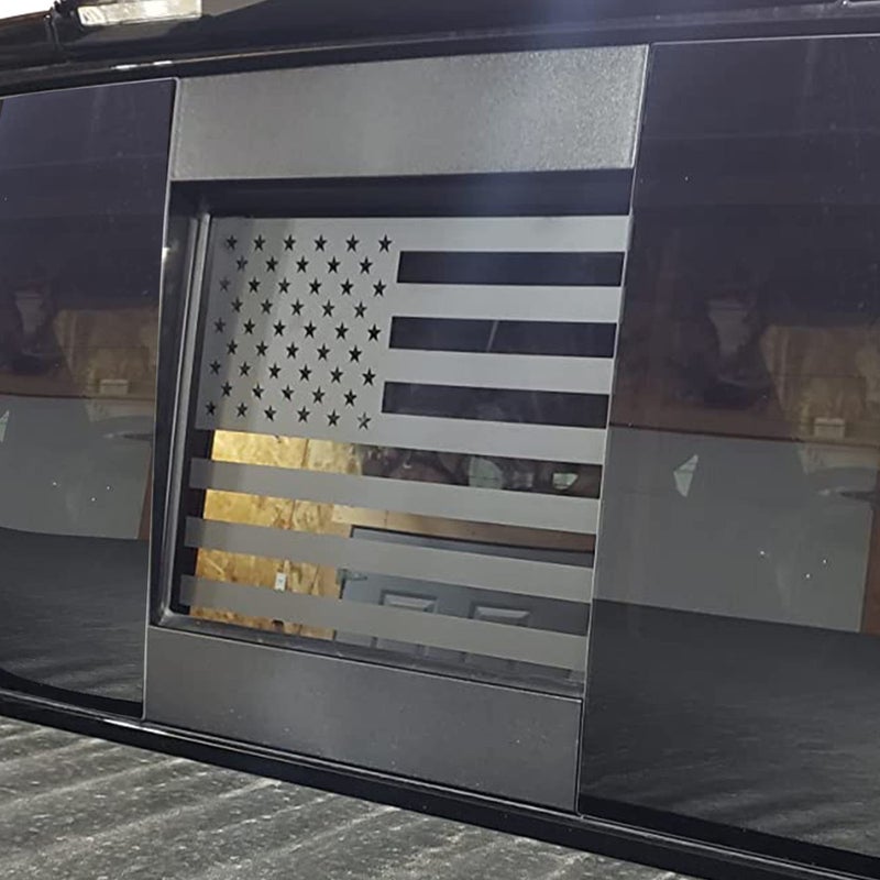 Zxiaochun Rear Middle Window American Flag Decal for Nissan Titan 20132022 2023 2024 Back Center Sliding Window Glass USA Flag Vinyl Sticker Exterior AccessoriesMatte Black - Image 3