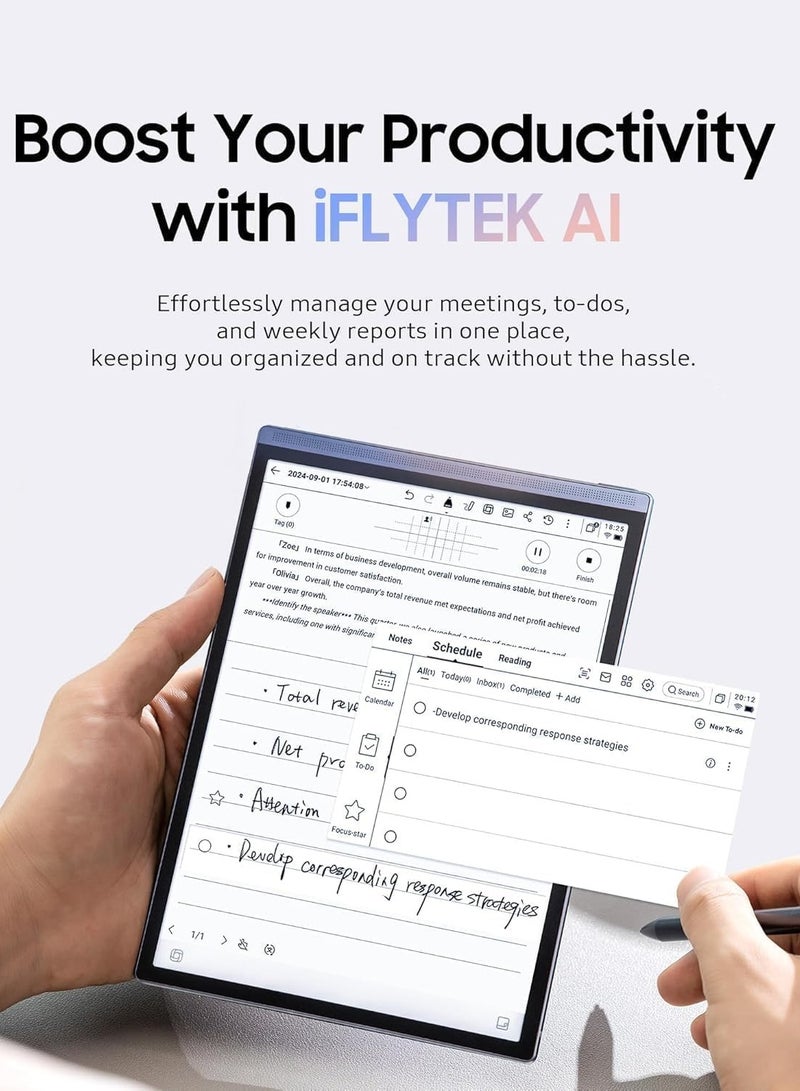 iFLYTEK AINOTE Air 2 Digital Note-Taking Tablet Bundle – 8.2" Tablet with Pen, 5 Pen Refills & Black Folio Case – iFLYTEK Smart Writing Paper - Image 2