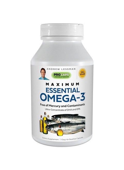 Maximum Essential Omega-3 Unflavored 60 Softgels - Ultra-Pure, High Potency Omega-3 Oils. High DHA, No Stomach Upset, No Contaminants, No Mercury. Small Easy to Swallow Softgels
